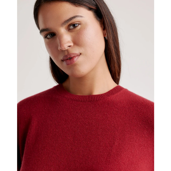 Quince 100% Mongolian Cashmere Crewneck Sweater Medium Crimson - Picture 3 of 6